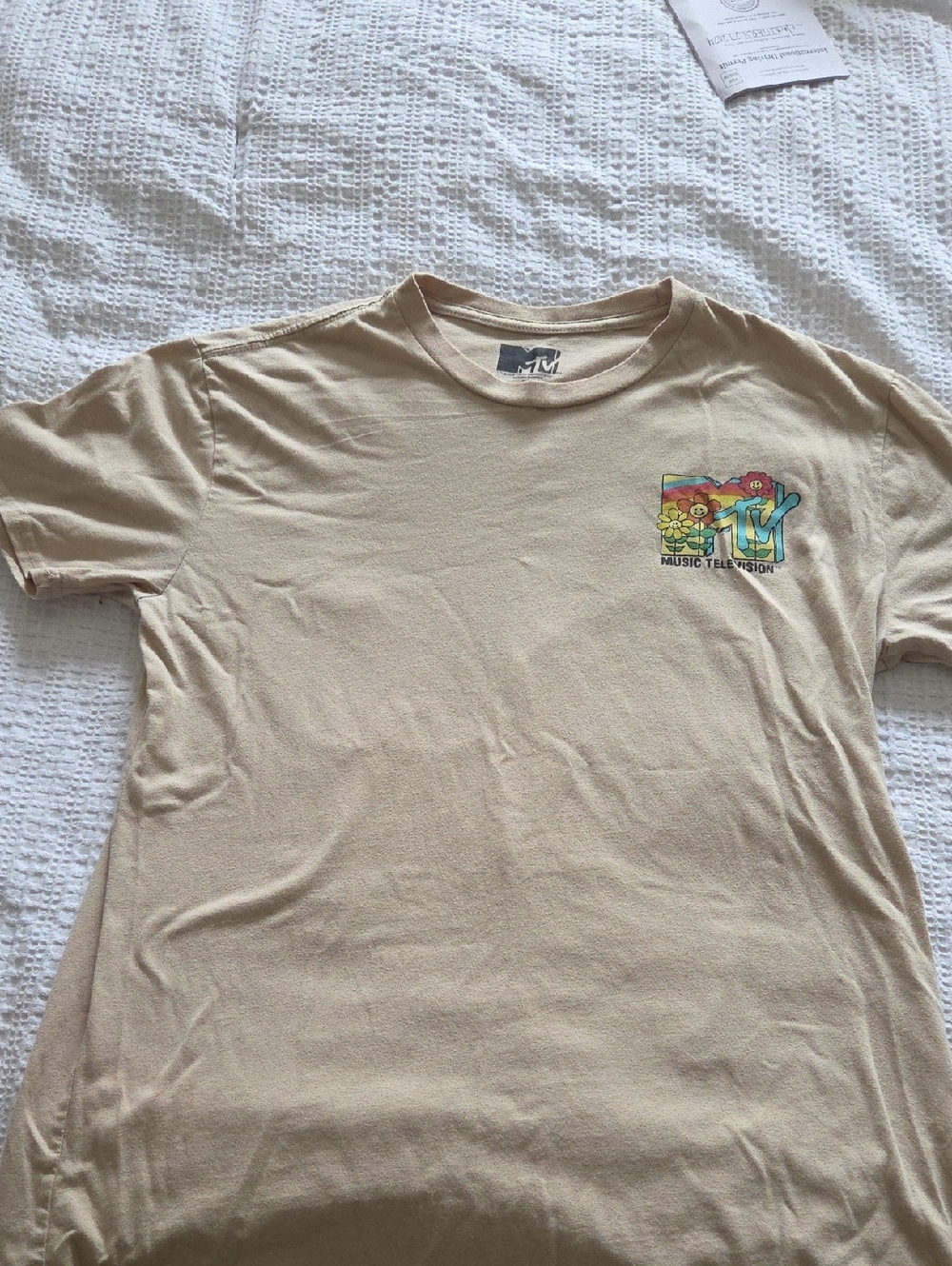 MTV Cream Short-Sleeve Tee with Colorful Logo